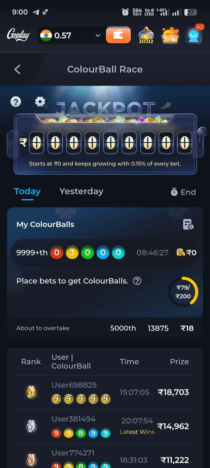 GoPlay Refer & Earn My Rewards Screen